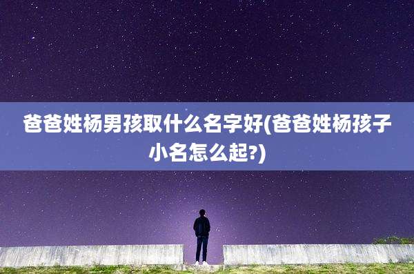 爸爸姓杨男孩取什么名字好(爸爸姓杨孩子小名怎么起?)