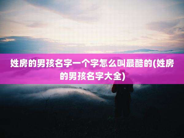 姓房的男孩名字一个字怎么叫最酷的(姓房的男孩名字大全)