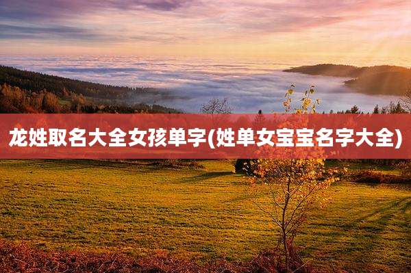 龙姓取名大全女孩单字(姓单女宝宝名字大全)
