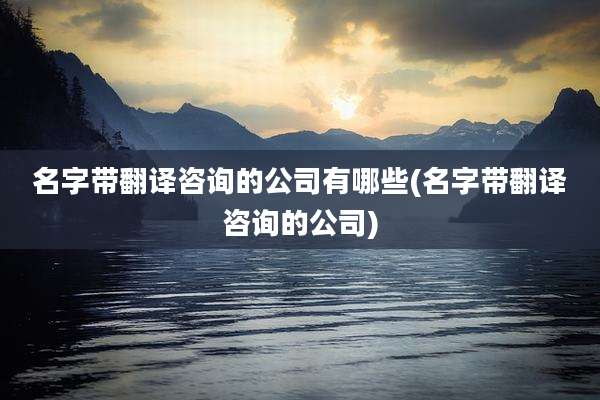 名字带翻译咨询的公司有哪些(名字带翻译咨询的公司)