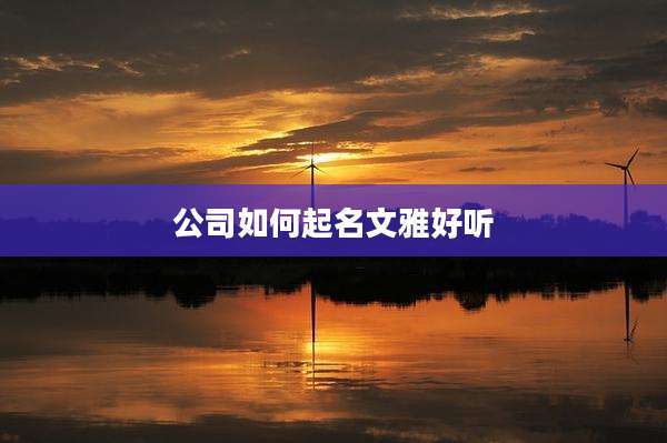公司如何起名文雅好听