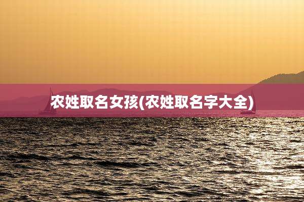 农姓取名女孩(农姓取名字大全)