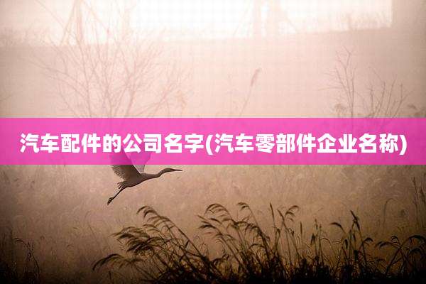 汽车配件的公司名字(汽车零部件企业名称)