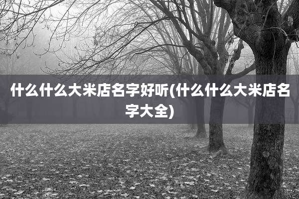 什么什么大米店名字好听(什么什么大米店名字大全)