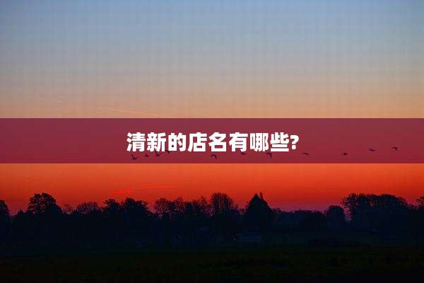清新的店名有哪些?