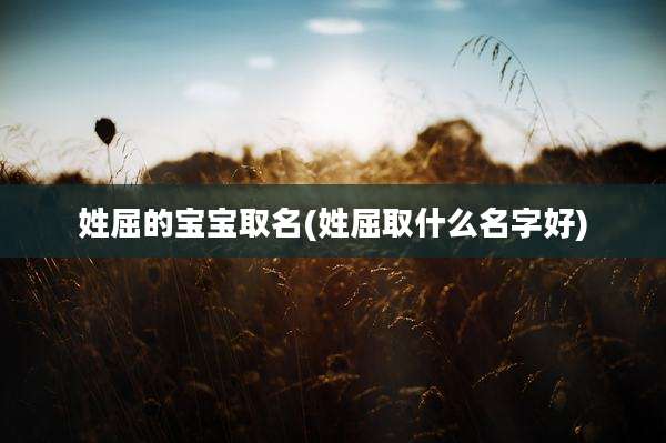 姓屈的宝宝取名(姓屈取什么名字好)