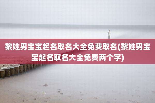 黎姓男宝宝起名取名大全免费取名(黎姓男宝宝起名取名大全免费两个字)