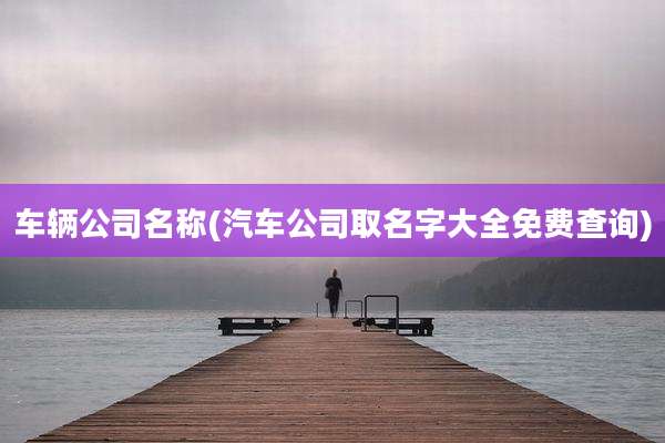 车辆公司名称(汽车公司取名字大全免费查询)