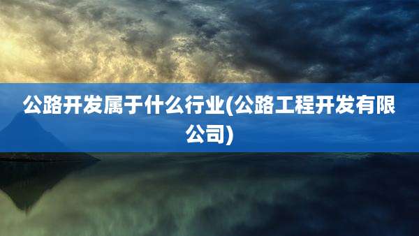 公路开发属于什么行业(公路工程开发有限公司)