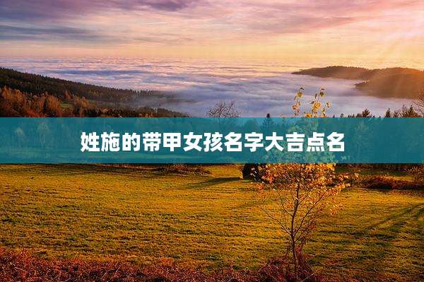 姓施的带甲女孩名字大吉点名