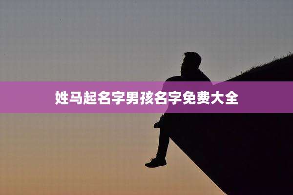姓马起名字男孩名字免费大全