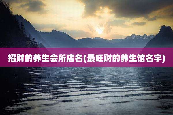 招财的养生会所店名(最旺财的养生馆名字)