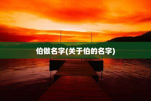 伯做名字(关于伯的名字)