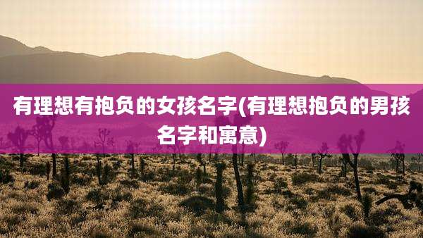 有理想有抱负的女孩名字(有理想抱负的男孩名字和寓意)