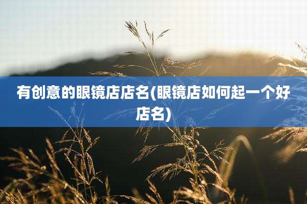 有创意的眼镜店店名(眼镜店如何起一个好店名)