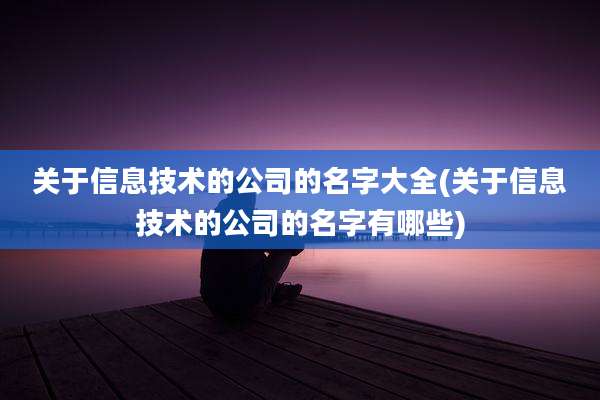 关于信息技术的公司的名字大全(关于信息技术的公司的名字有哪些)
