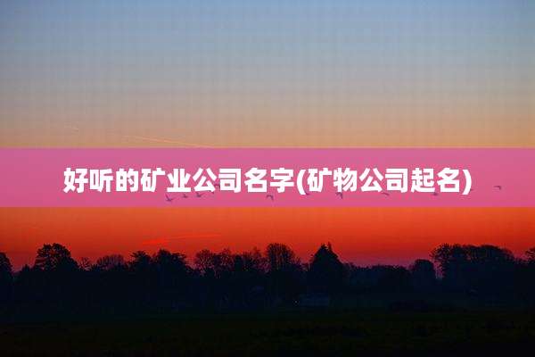好听的矿业公司名字(矿物公司起名)