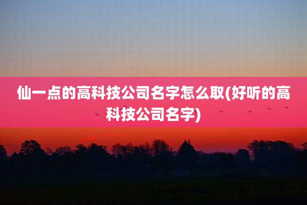 仙一点的高科技公司名字怎么取(好听的高科技公司名字)