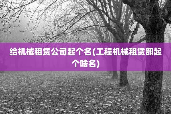 给机械租赁公司起个名(工程机械租赁部起个啥名)