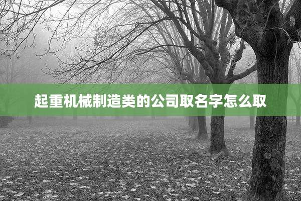 起重机械制造类的公司取名字怎么取