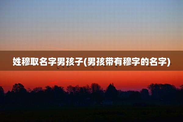姓穆取名字男孩子(男孩带有穆字的名字)