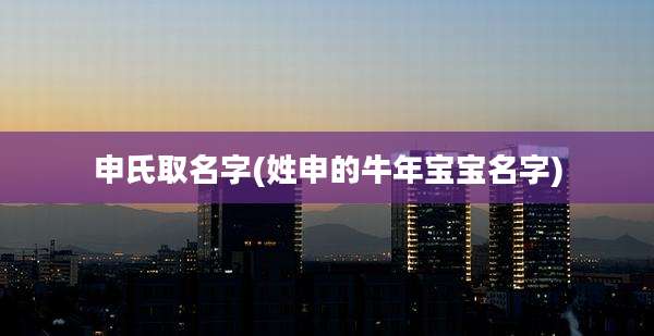 申氏取名字(姓申的牛年宝宝名字)