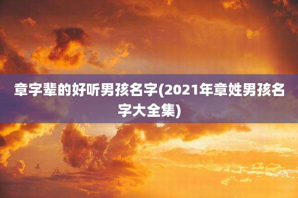 章字辈的好听男孩名字(2021年章姓男孩名字大全集)
