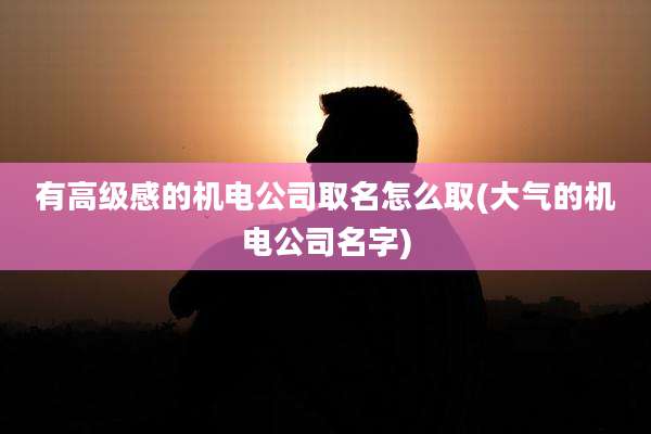有高级感的机电公司取名怎么取(大气的机电公司名字)