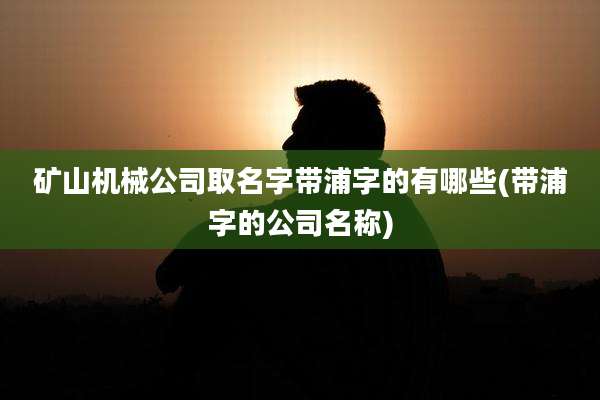 矿山机械公司取名字带浦字的有哪些(带浦字的公司名称)