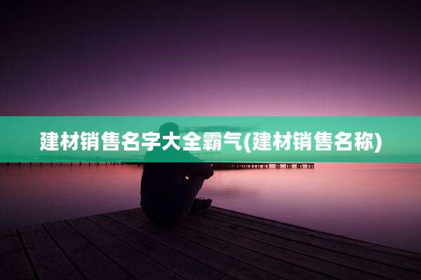 建材销售名字大全霸气(建材销售名称)