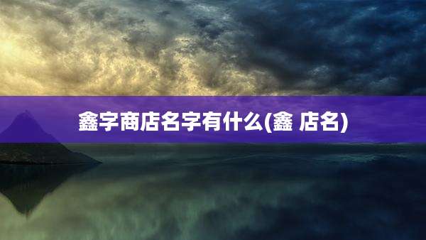 鑫字商店名字有什么(鑫 店名)