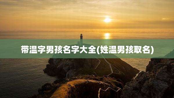 带温字男孩名字大全(姓温男孩取名)
