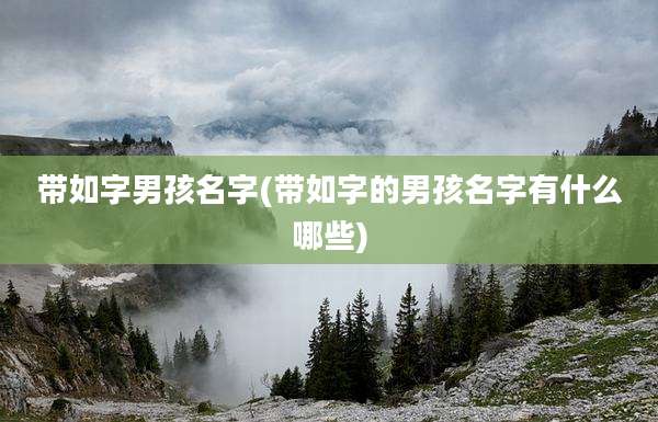 带如字男孩名字(带如字的男孩名字有什么哪些)
