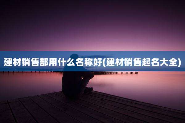 建材销售部用什么名称好(建材销售起名大全)