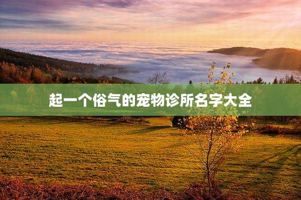 起一个俗气的宠物诊所名字大全
