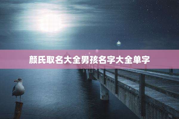 颜氏取名大全男孩名字大全单字