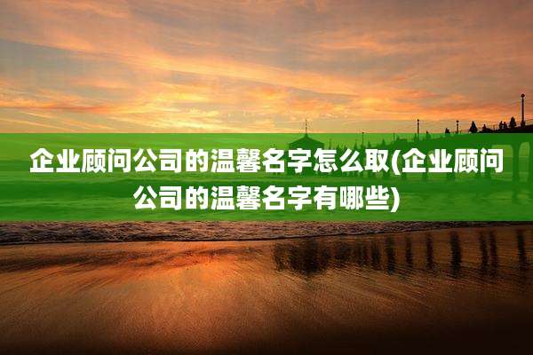企业顾问公司的温馨名字怎么取(企业顾问公司的温馨名字有哪些)