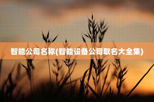 智能公司名称(智能设备公司取名大全集)