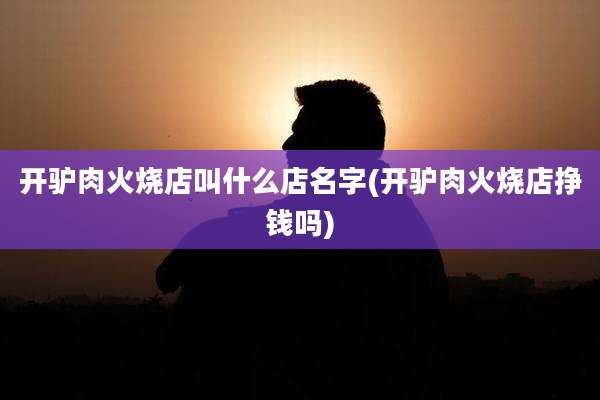 开驴肉火烧店叫什么店名字(开驴肉火烧店挣钱吗)