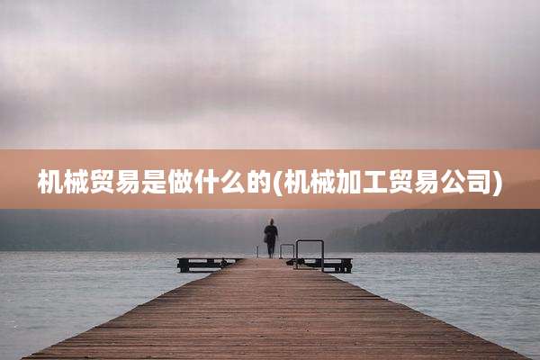 机械贸易是做什么的(机械加工贸易公司)