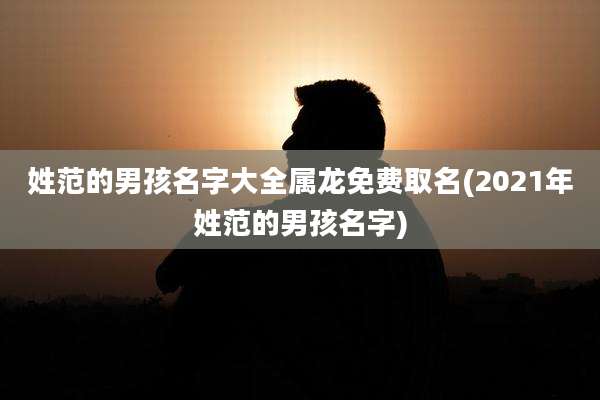 姓范的男孩名字大全属龙免费取名(2021年姓范的男孩名字)