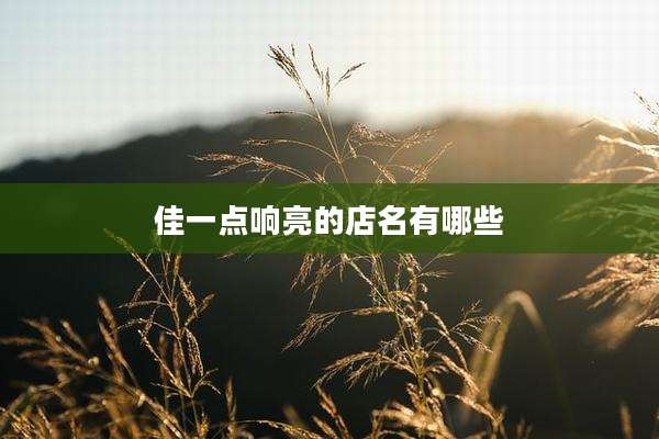 佳一点响亮的店名有哪些