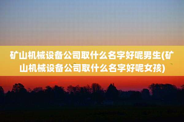 矿山机械设备公司取什么名字好呢男生(矿山机械设备公司取什么名字好呢女孩)