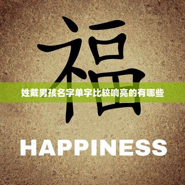 姓戴男孩名字单字比较响亮的有哪些