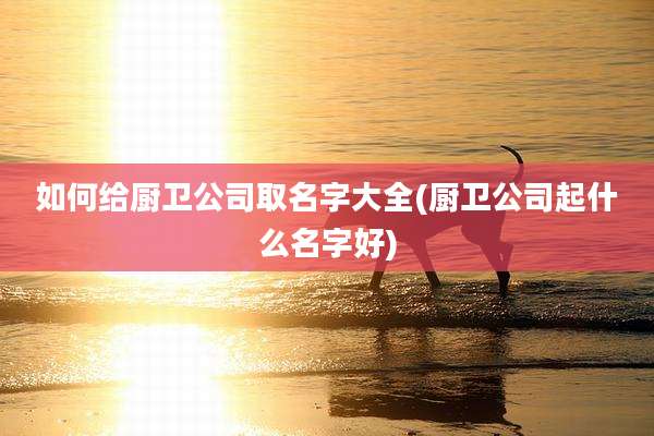 如何给厨卫公司取名字大全(厨卫公司起什么名字好)