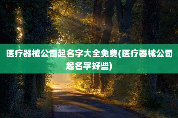 医疗器械公司起名字大全免费(医疗器械公司起名字好些)