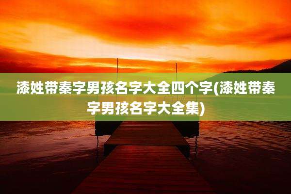 漆姓带秦字男孩名字大全四个字(漆姓带秦字男孩名字大全集)
