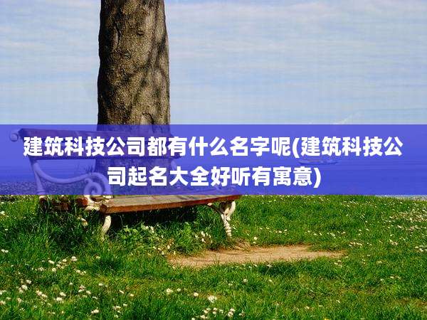 建筑科技公司都有什么名字呢(建筑科技公司起名大全好听有寓意)