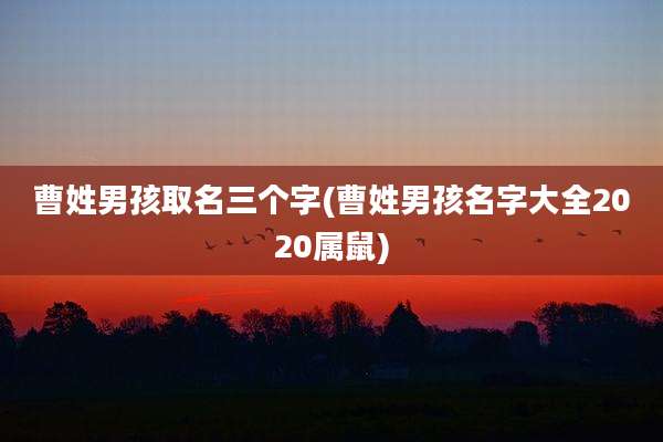 曹姓男孩取名三个字(曹姓男孩名字大全2020属鼠)