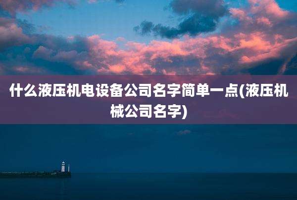 什么液压机电设备公司名字简单一点(液压机械公司名字)